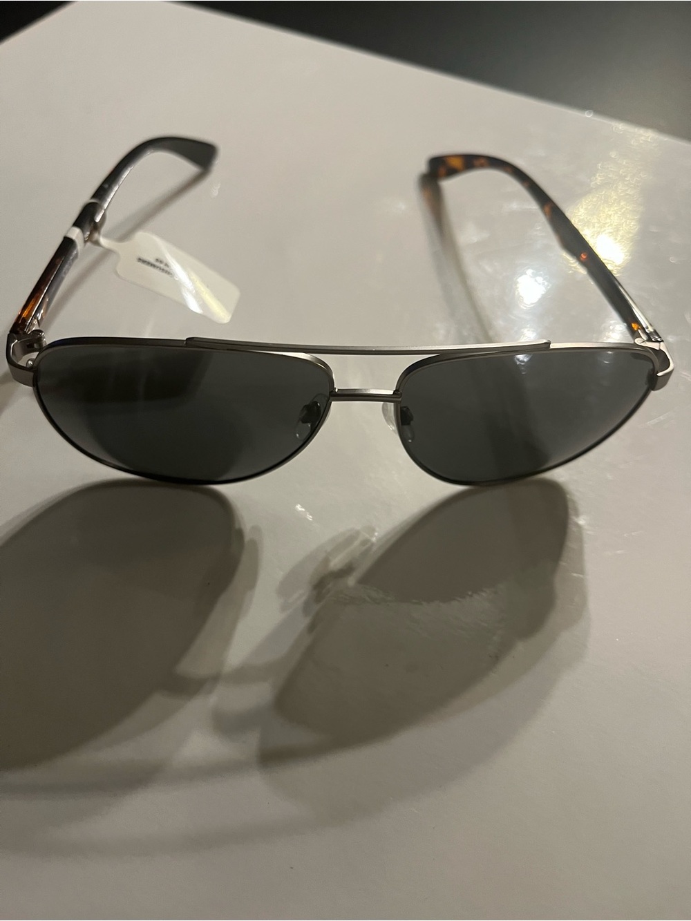 Cole Haan Classic Aviator Sunglasses - Silver Frame w/ Dark Gray Lenses New